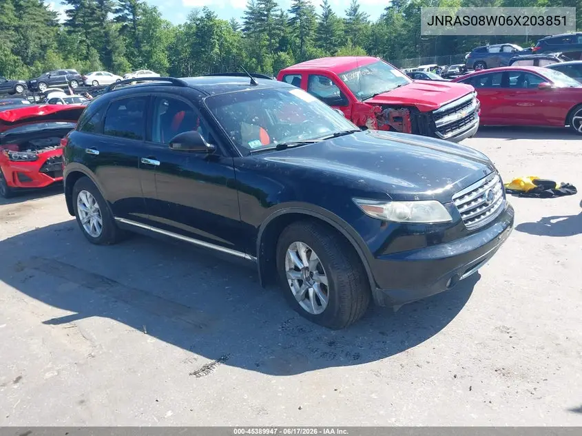 2006 Infiniti Fx35 VIN: JNRAS08W06X203851 Lot: 45389947