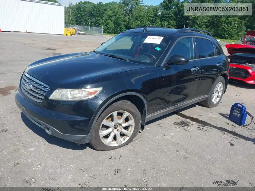2006 Infiniti Fx35 VIN: JNRAS08W06X203851 Lot: 45389947