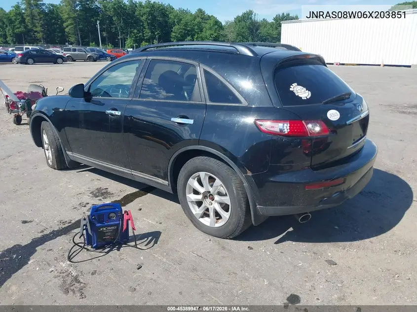 2006 Infiniti Fx35 VIN: JNRAS08W06X203851 Lot: 45389947