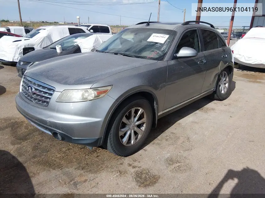 2006 Infiniti Fx35 VIN: JNRAS08U96X104119 Lot: 45462504