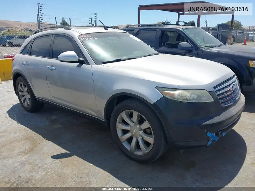 2006 Infiniti Fx35 VIN: JNRAS08U76X103616 Lot: 45475132