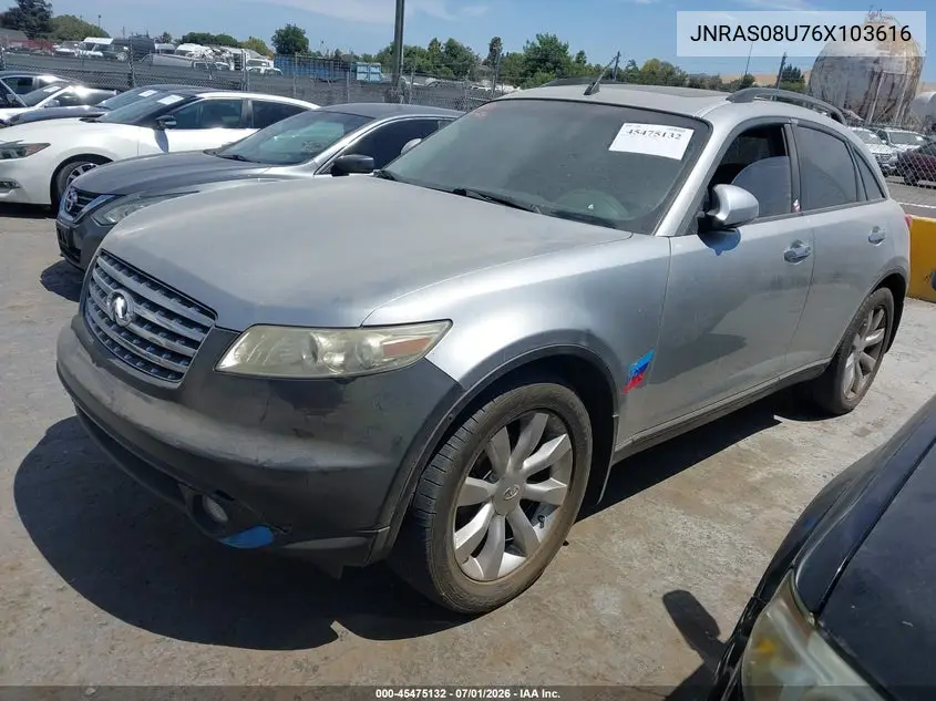 2006 Infiniti Fx35 VIN: JNRAS08U76X103616 Lot: 45475132