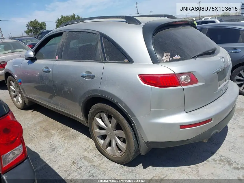 2006 Infiniti Fx35 VIN: JNRAS08U76X103616 Lot: 45475132