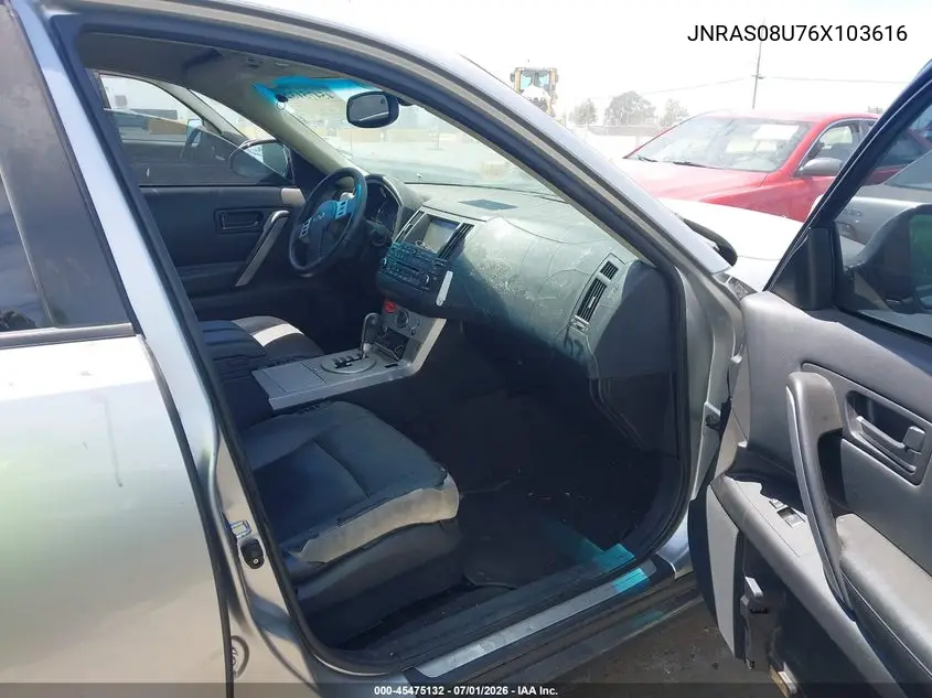 2006 Infiniti Fx35 VIN: JNRAS08U76X103616 Lot: 45475132