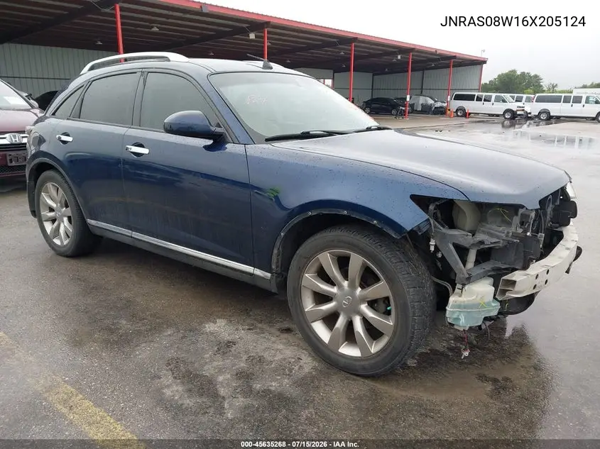 2006 Infiniti Fx35 VIN: JNRAS08W16X205124 Lot: 45635268
