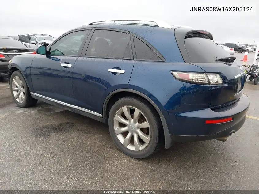 2006 Infiniti Fx35 VIN: JNRAS08W16X205124 Lot: 45635268