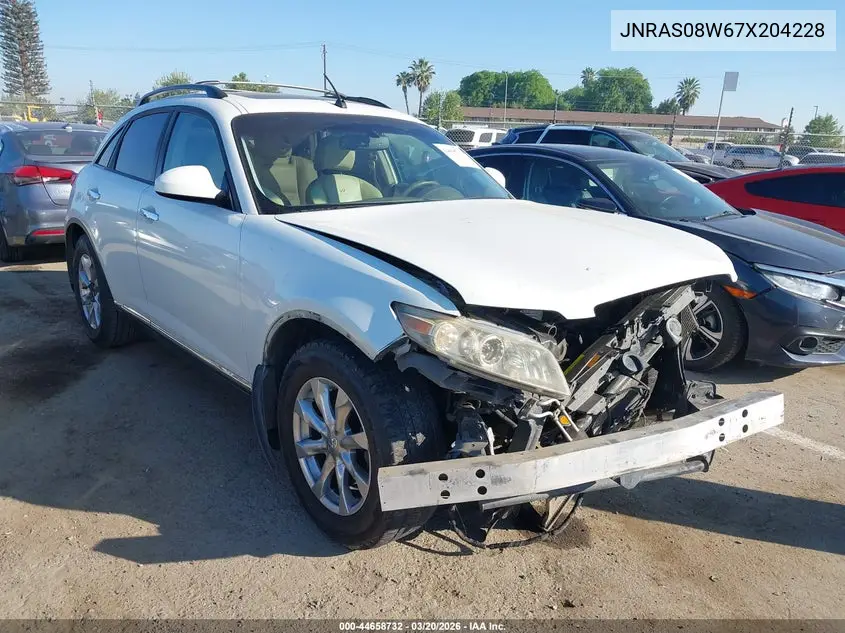 2007 Infiniti Fx35 VIN: JNRAS08W67X204228 Lot: 44658732