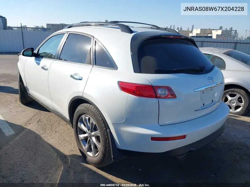 2007 Infiniti Fx35 VIN: JNRAS08W67X204228 Lot: 44658732