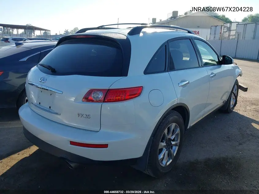 2007 Infiniti Fx35 VIN: JNRAS08W67X204228 Lot: 44658732