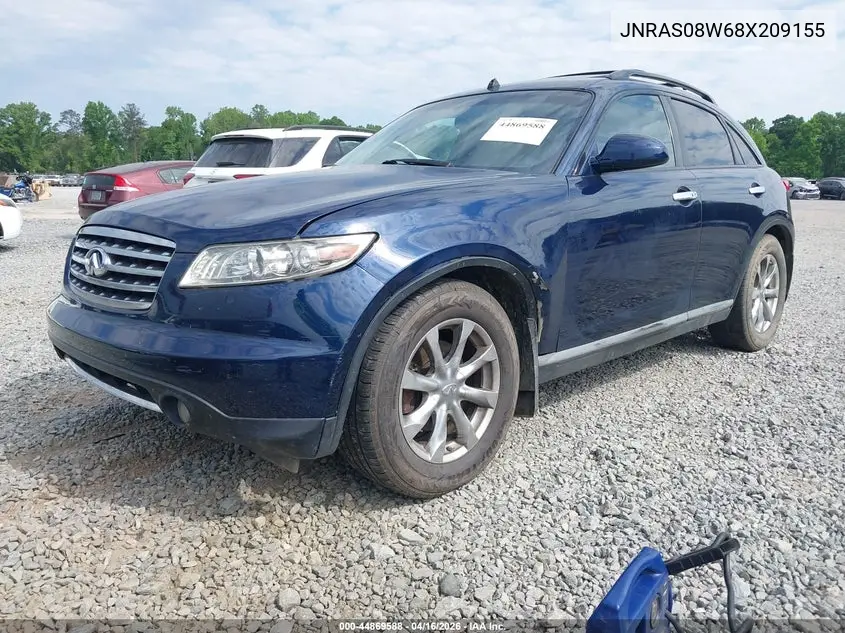 2008 Infiniti Fx35 VIN: JNRAS08W68X209155 Lot: 44869588