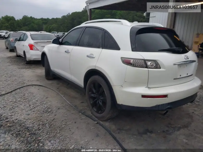 2008 Infiniti Fx35 VIN: JNRAS08U68X103657 Lot: 44999128
