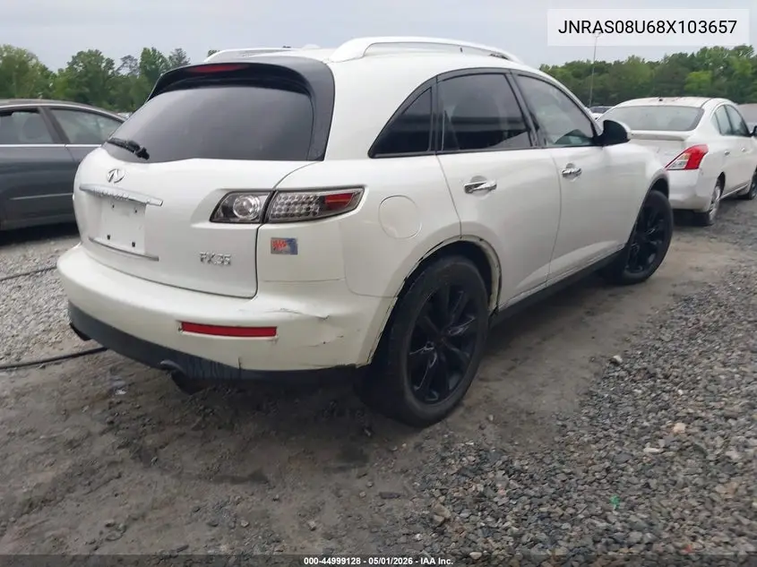 2008 Infiniti Fx35 VIN: JNRAS08U68X103657 Lot: 44999128