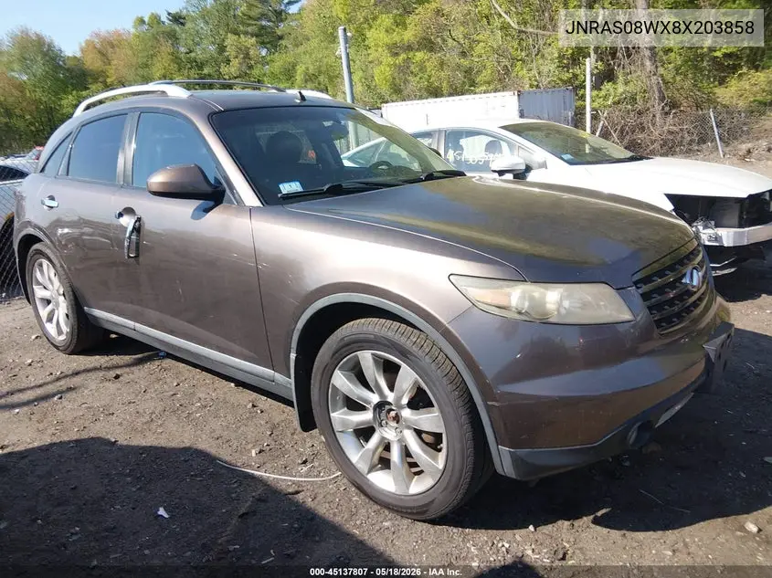2008 Infiniti Fx35 VIN: JNRAS08WX8X203858 Lot: 45137807