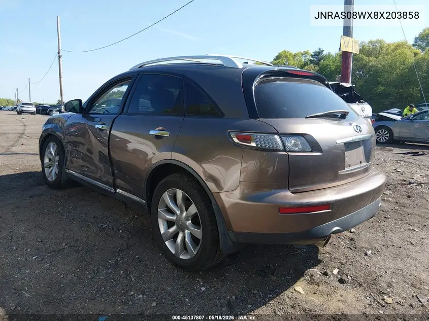 2008 Infiniti Fx35 VIN: JNRAS08WX8X203858 Lot: 45137807