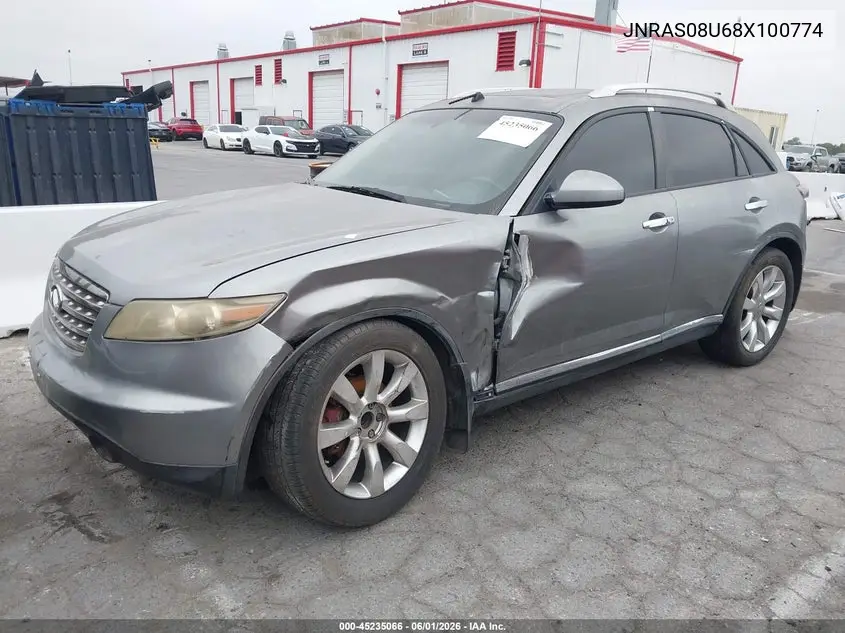 2008 Infiniti Fx35 VIN: JNRAS08U68X100774 Lot: 45235066