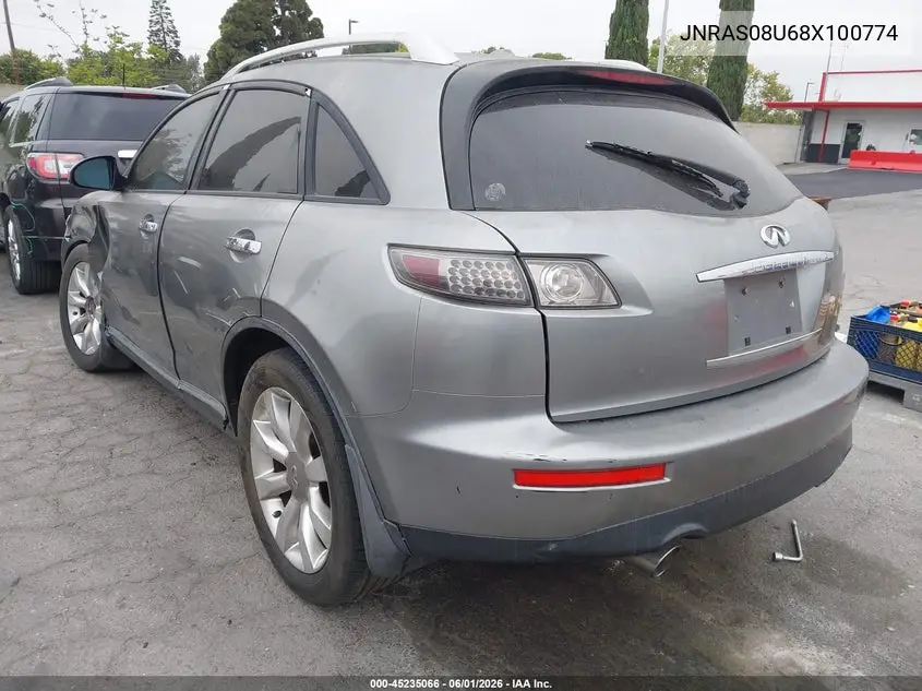2008 Infiniti Fx35 VIN: JNRAS08U68X100774 Lot: 45235066