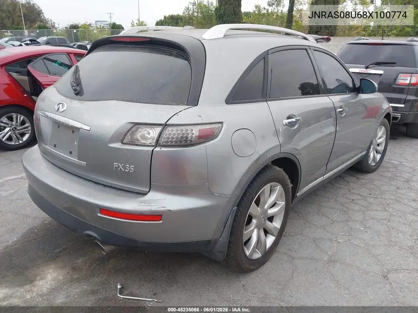 2008 Infiniti Fx35 VIN: JNRAS08U68X100774 Lot: 45235066