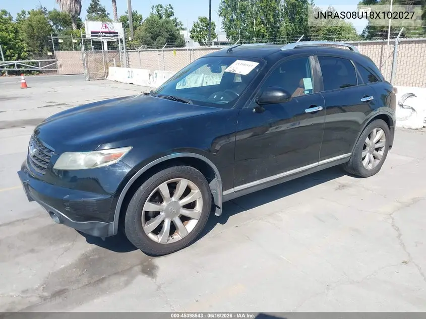 2008 Infiniti Fx35 VIN: JNRAS08U18X102027 Lot: 45398543