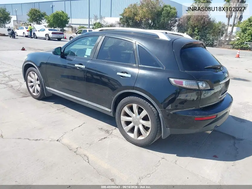 2008 Infiniti Fx35 VIN: JNRAS08U18X102027 Lot: 45398543