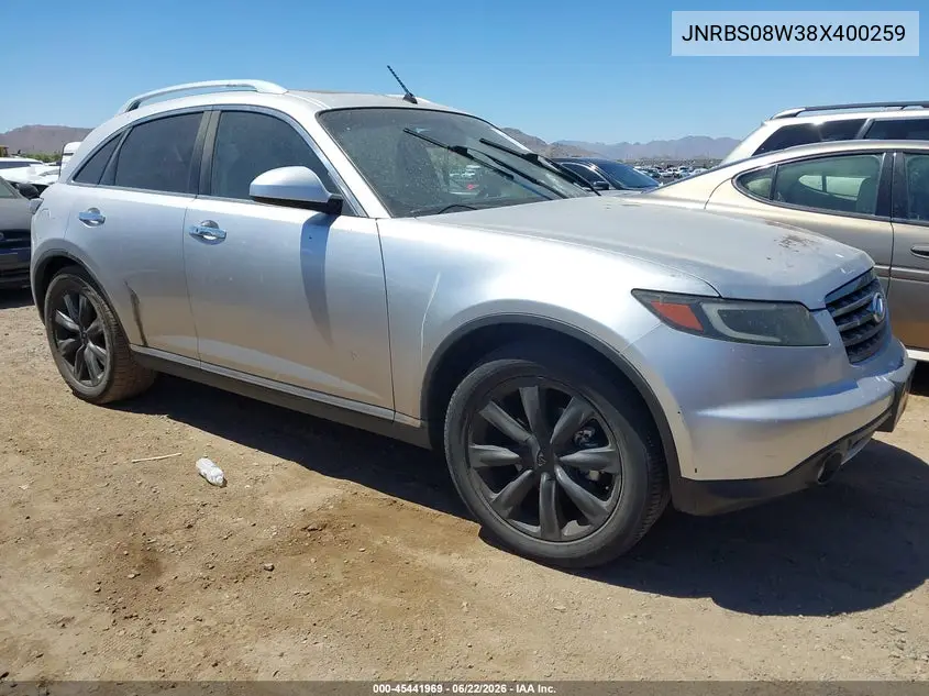 2008 Infiniti Fx45 VIN: JNRBS08W38X400259 Lot: 45441969