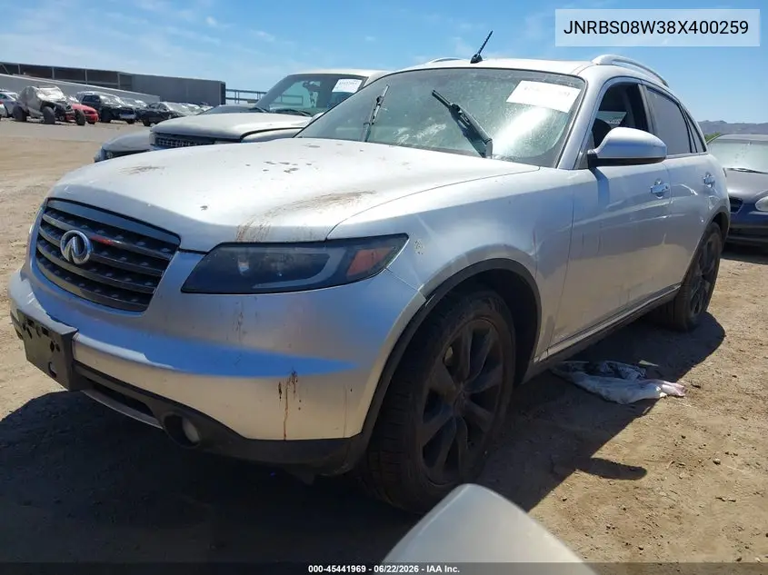 2008 Infiniti Fx45 VIN: JNRBS08W38X400259 Lot: 45441969