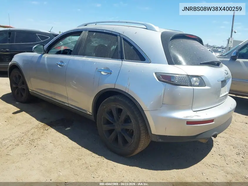 2008 Infiniti Fx45 VIN: JNRBS08W38X400259 Lot: 45441969