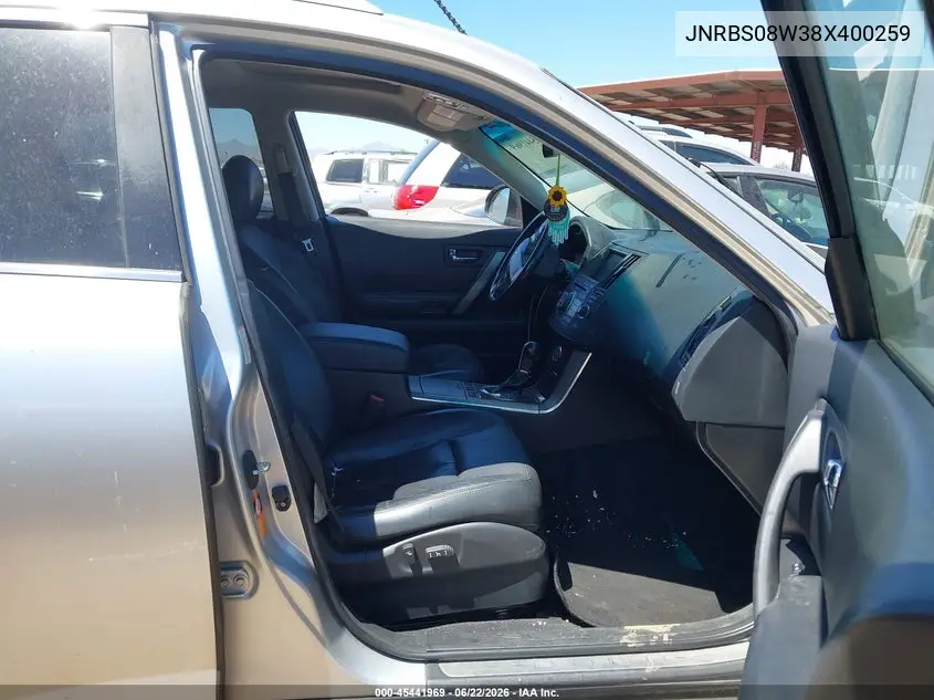 2008 Infiniti Fx45 VIN: JNRBS08W38X400259 Lot: 45441969