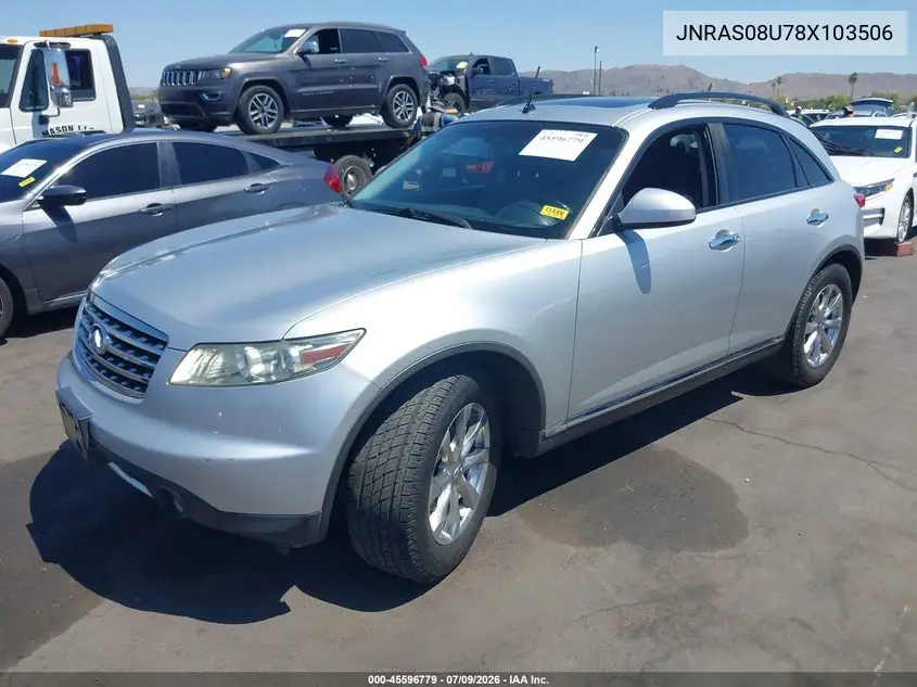 2008 Infiniti Fx35 VIN: JNRAS08U78X103506 Lot: 45596779