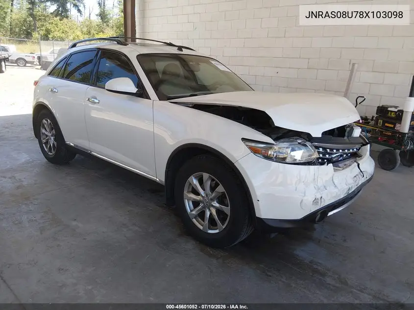 2008 Infiniti Fx35 VIN: JNRAS08U78X103098 Lot: 45601052