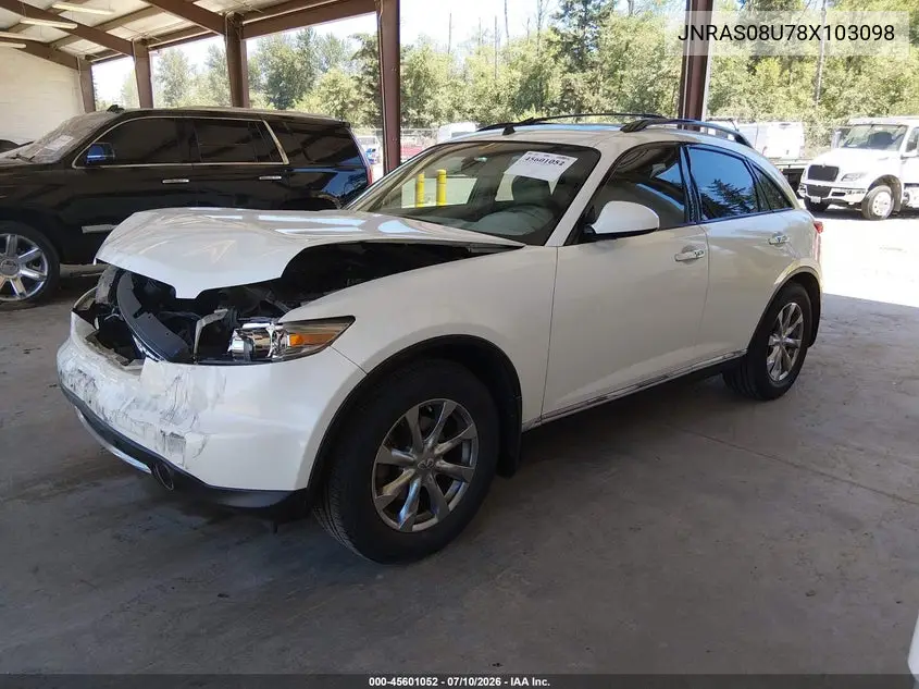 2008 Infiniti Fx35 VIN: JNRAS08U78X103098 Lot: 45601052