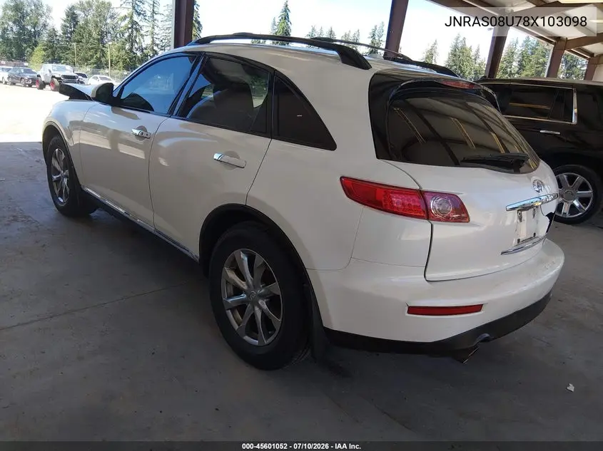 2008 Infiniti Fx35 VIN: JNRAS08U78X103098 Lot: 45601052