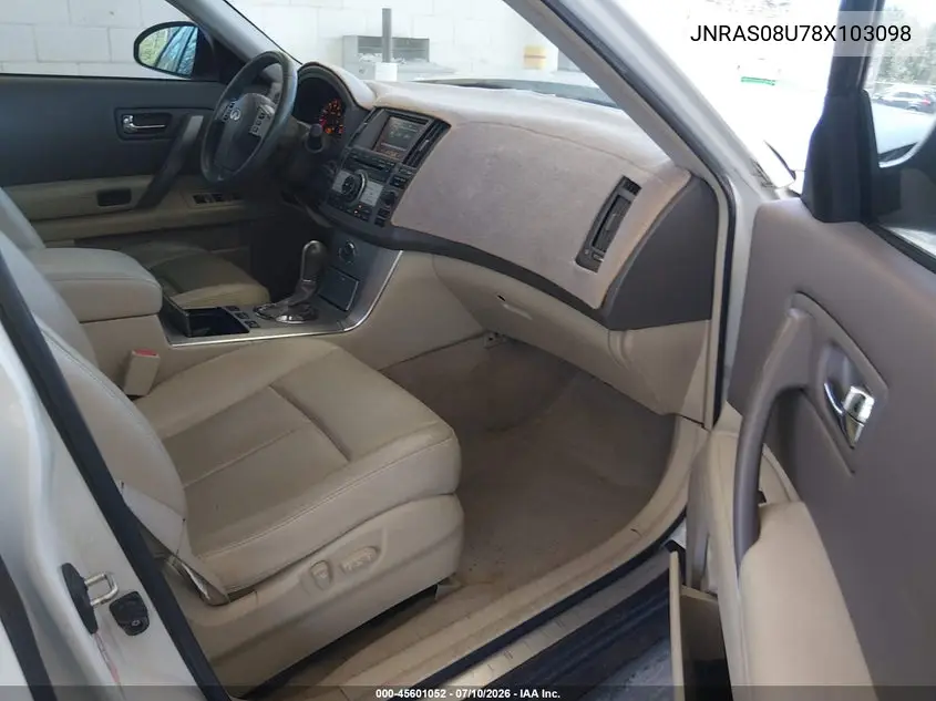 2008 Infiniti Fx35 VIN: JNRAS08U78X103098 Lot: 45601052
