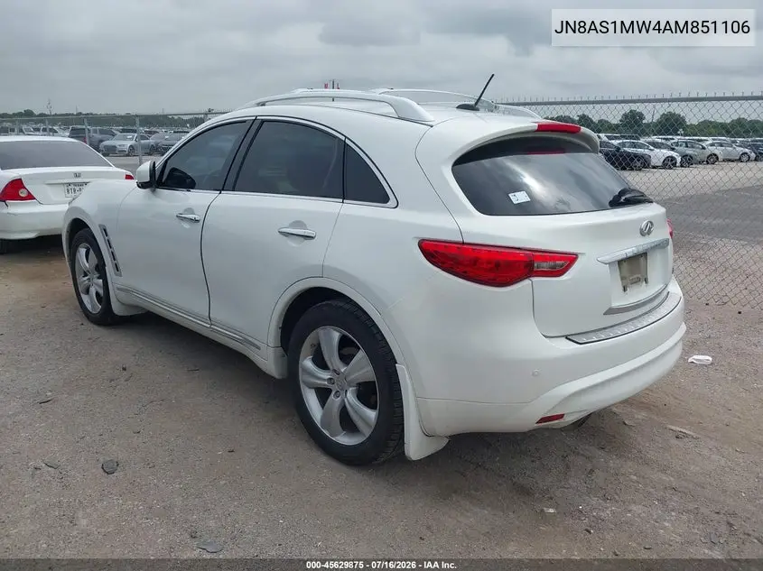 2010 Infiniti Fx35 VIN: JN8AS1MW4AM851106 Lot: 45629875