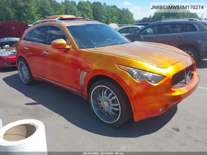 2011 Infiniti Fx50 VIN: JN8BS1MW8BM170274 Lot: 45132623