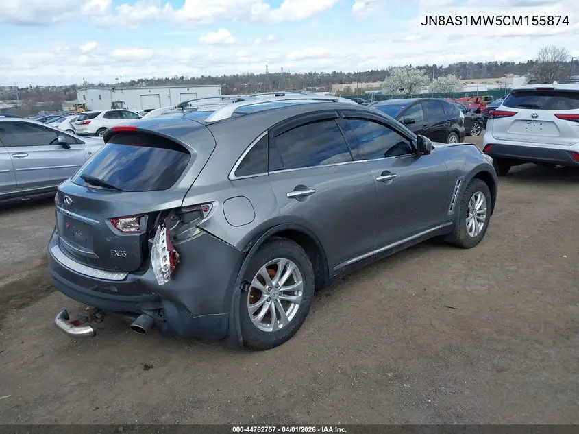 2012 Infiniti Fx35 VIN: JN8AS1MW5CM155874 Lot: 44762757