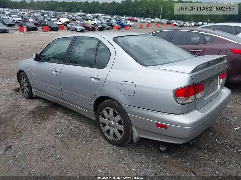 2002 Infiniti G20 Luxury VIN: JNKCP11A82T502857 Lot: 45610163