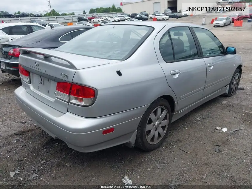 2002 Infiniti G20 Luxury VIN: JNKCP11A82T502857 Lot: 45610163