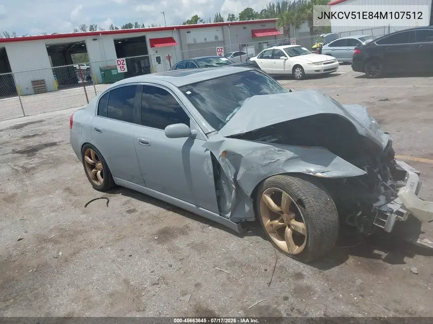 2004 Infiniti G35 VIN: JNKCV51E84M107512 Lot: 45663645
