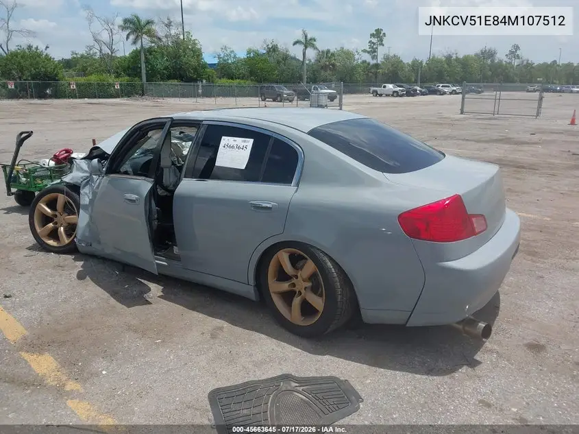 2004 Infiniti G35 VIN: JNKCV51E84M107512 Lot: 45663645