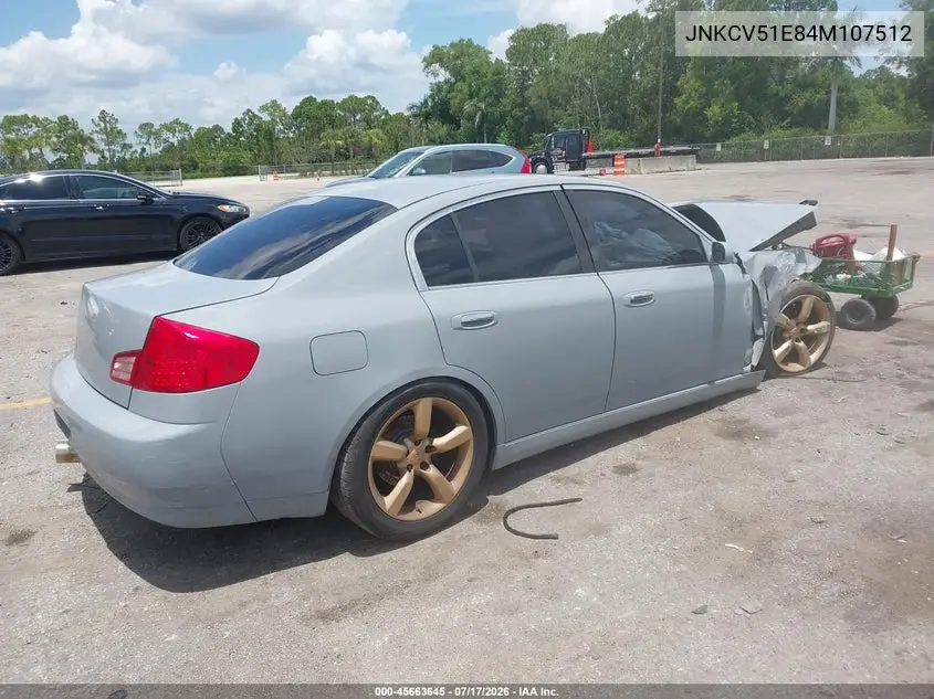 2004 Infiniti G35 VIN: JNKCV51E84M107512 Lot: 45663645