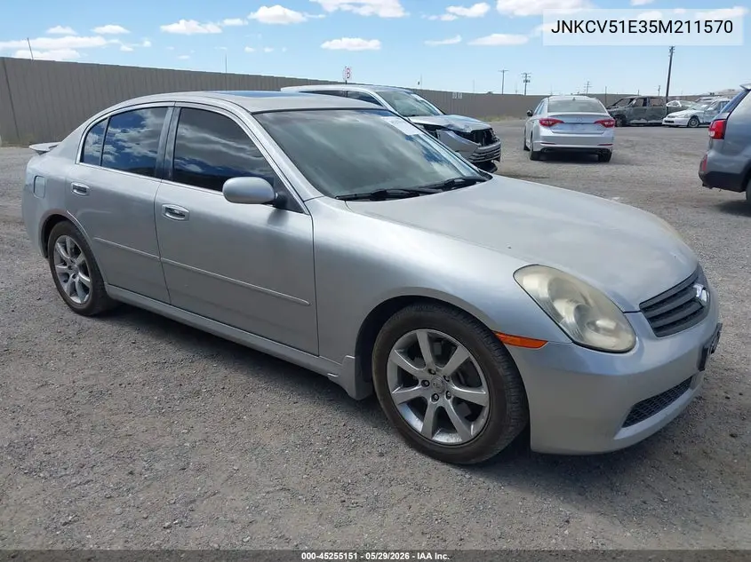 2005 Infiniti G35 VIN: JNKCV51E35M211570 Lot: 45255151