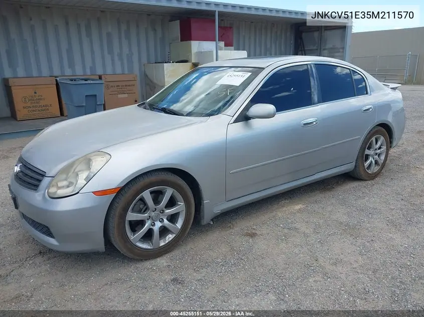 2005 Infiniti G35 VIN: JNKCV51E35M211570 Lot: 45255151