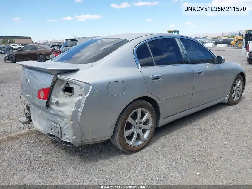 2005 Infiniti G35 VIN: JNKCV51E35M211570 Lot: 45255151