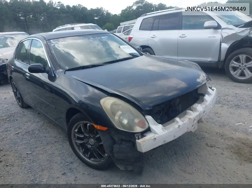 2005 Infiniti G35 VIN: JNKCV51E45M208449 Lot: 45375632