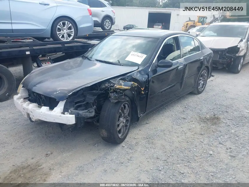 2005 Infiniti G35 VIN: JNKCV51E45M208449 Lot: 45375632