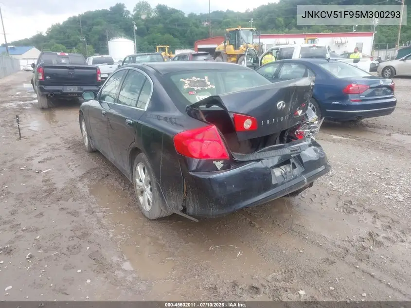 2005 Infiniti G35X VIN: JNKCV51F95M300293 Lot: 45602011