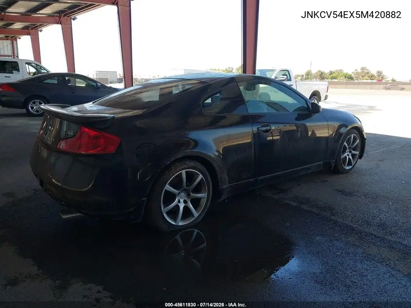 2005 Infiniti G35 VIN: JNKCV54EX5M420882 Lot: 45611830