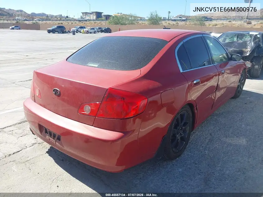 2006 Infiniti G35 VIN: JNKCV51E66M500976 Lot: 45557134