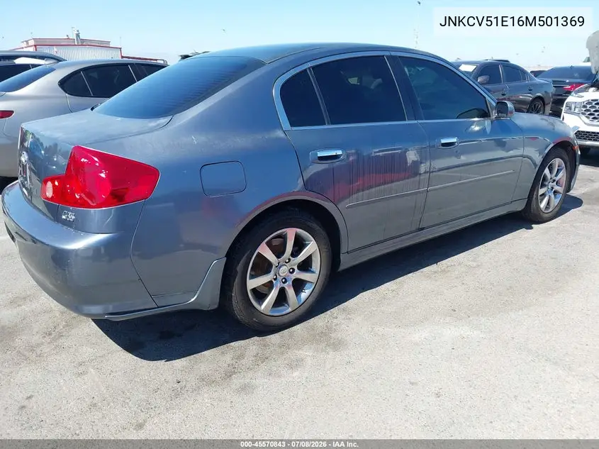 2006 Infiniti G35 VIN: JNKCV51E16M501369 Lot: 45570843