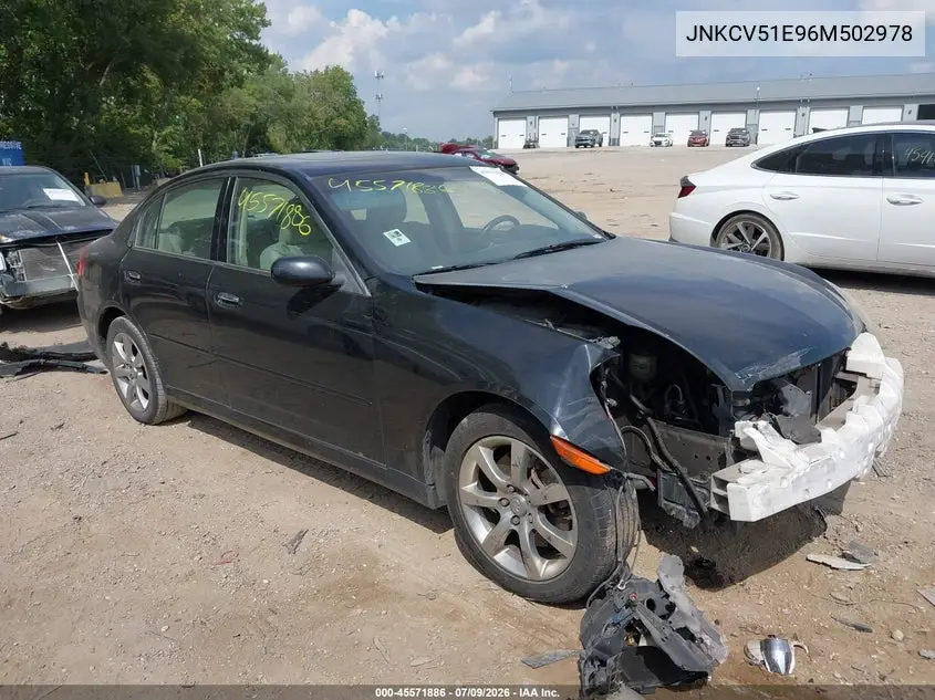 2006 Infiniti G35 VIN: JNKCV51E96M502978 Lot: 45571886